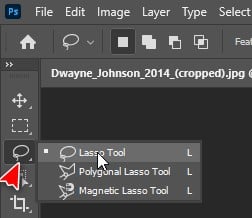 công cụ Lasso Tool để tạo vùng chọn cần thiế
