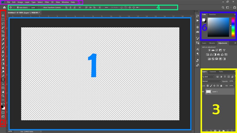 Tìm hiểu giao diện làm việc của Photoshop