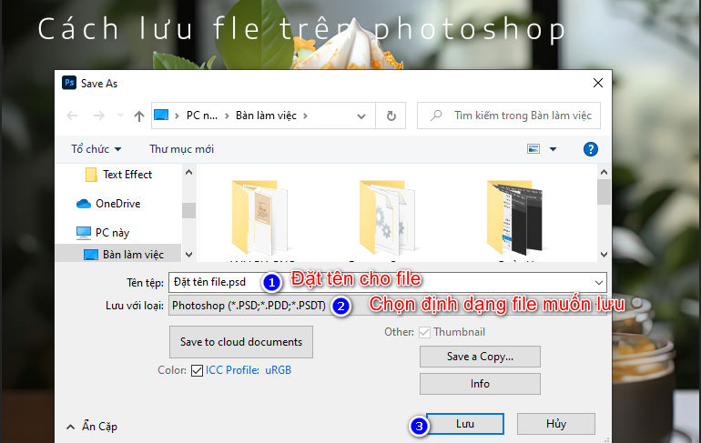 Cách lưu file bằng chức năng (Save as) trên photoshop