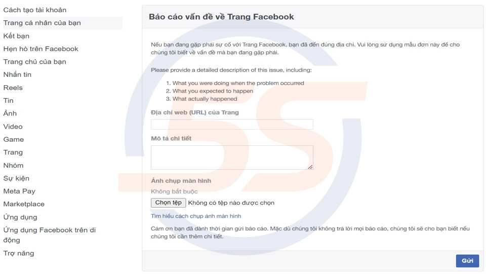 Cách nhờ trung tâm trợ giúp Facebook xử lý các vấn đề liên quan